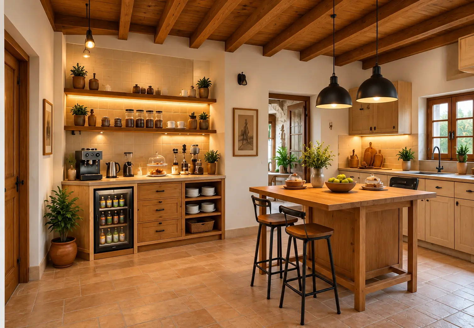 Cocina y rincón del café