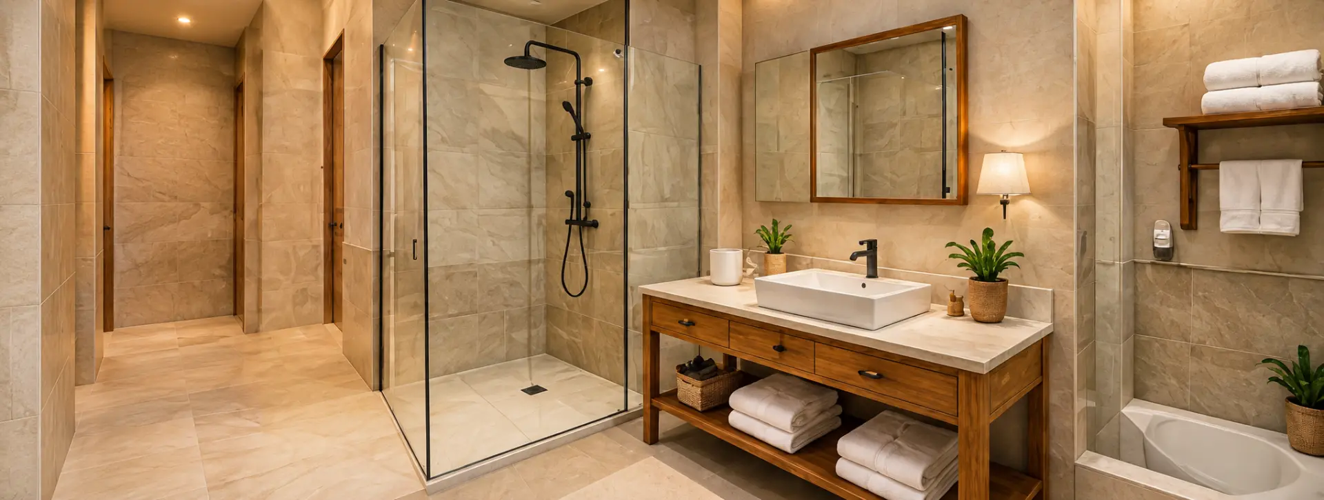 Baño con ducha de obra