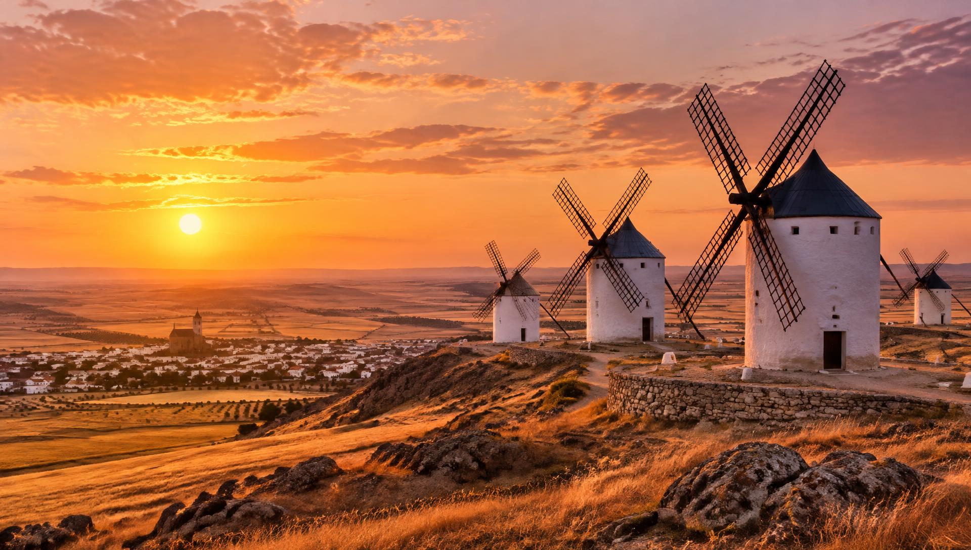 Molinos de Campo de Criptana al atardecer